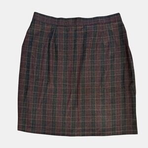 NYCC Vintage Plaid Pencil Skirt Womens Sz 14 16 Gray Dark tartan Preppy 80s 90s